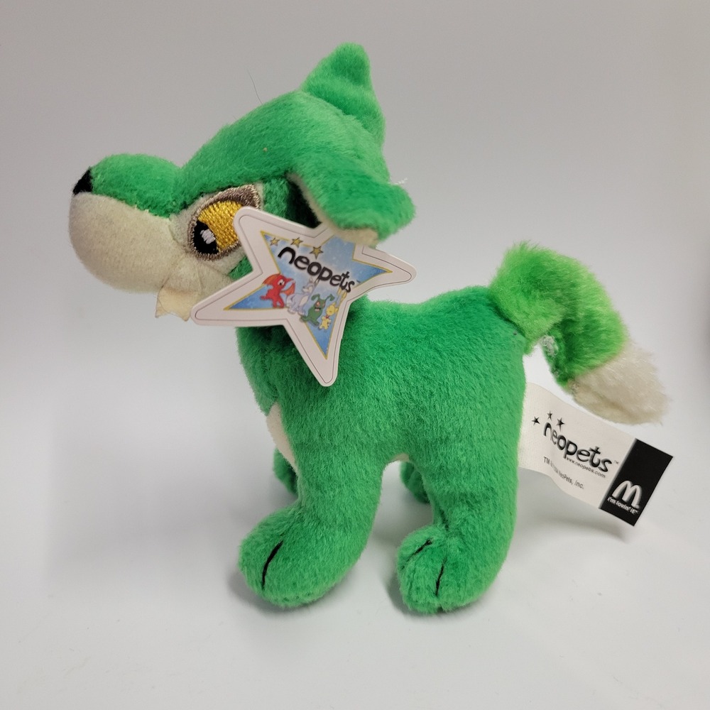 Vintage 2004 McDonalds Neopets Green Lupe Plush Toy with Original Tag